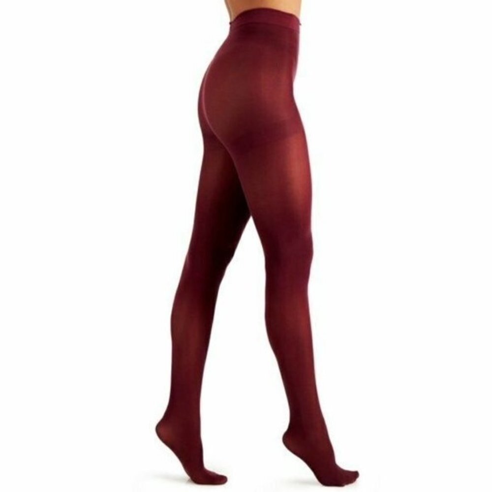 INC‎ International Concepts Womens Size XS/S Solid Opaque Tights Black Currant